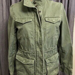 Levi’s Cargo Jackets Womens Medium Army Green Mid Length Adjustable Waist